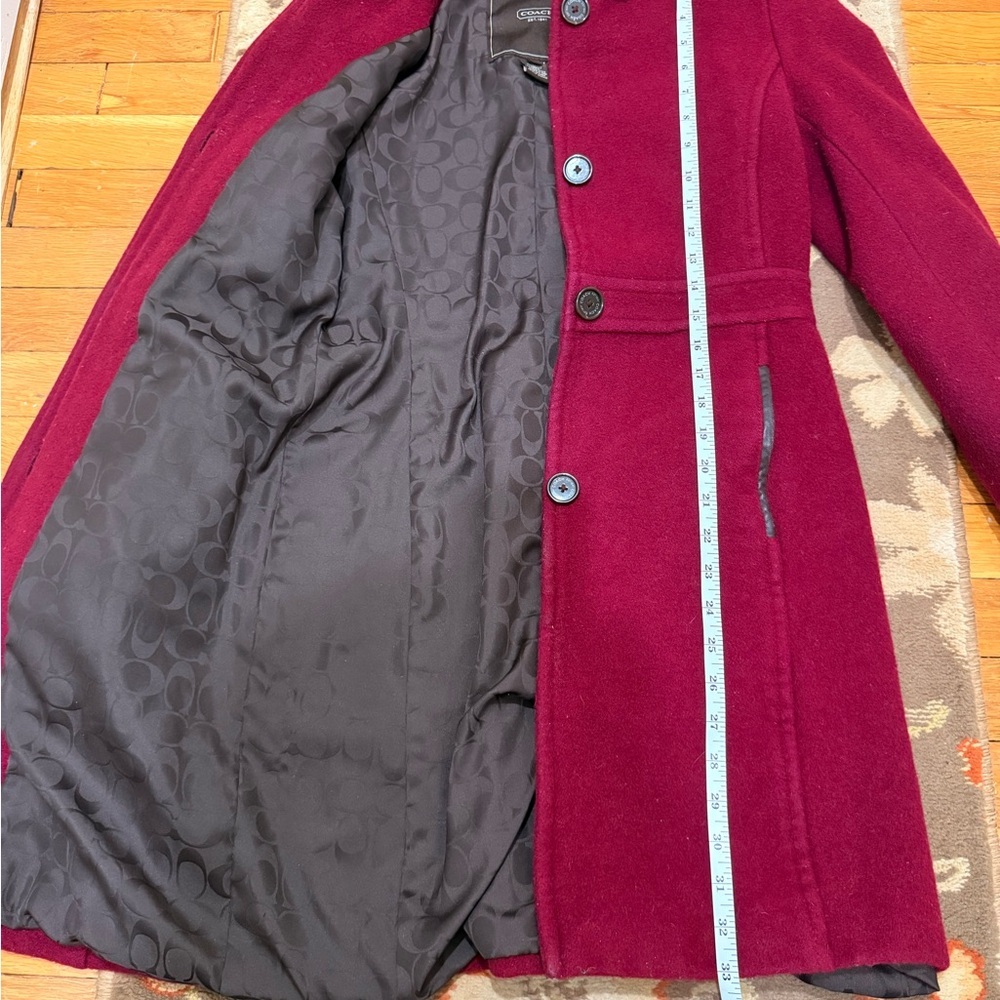 Coach Burgundy Trench Coat with Black Accents - Picture 7 of 9